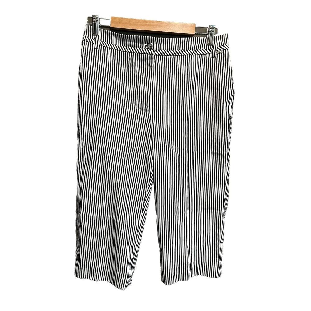 St. John Black and White Striped Women's Capri Pants Size 10